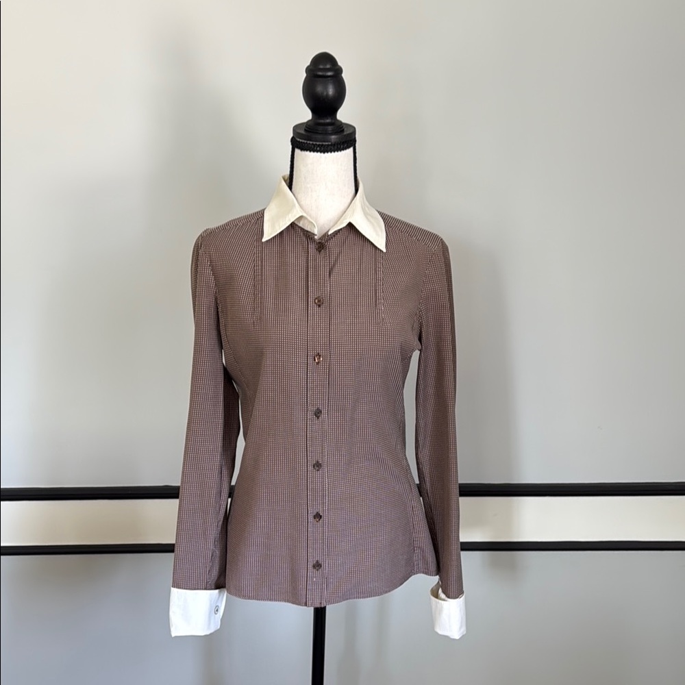 Gucci Brown Shirt with White Accents